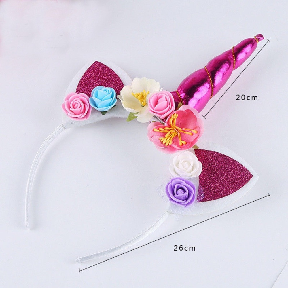 Magical Golden Unicorn Horn Floral Headband - Picture 4 of 5